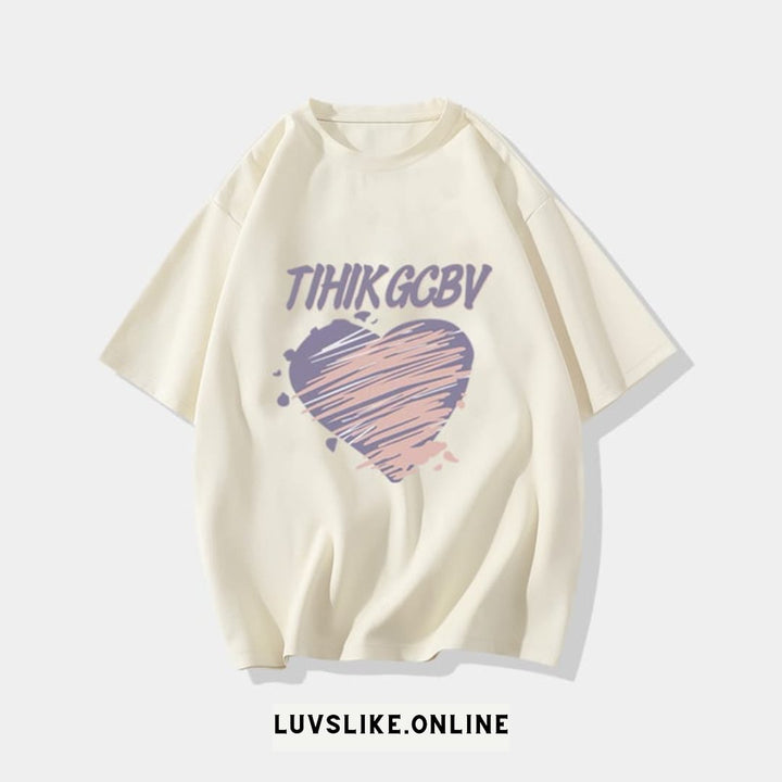 TIHIK-GCBV Printed Couple T-Shirts💜 with a lovely heart design ( PACK OF 2 )