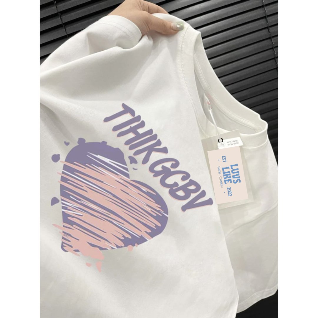 TIHIK-GCBV Printed Couple T-Shirts💜 with a lovely heart design ( PACK OF 2 )