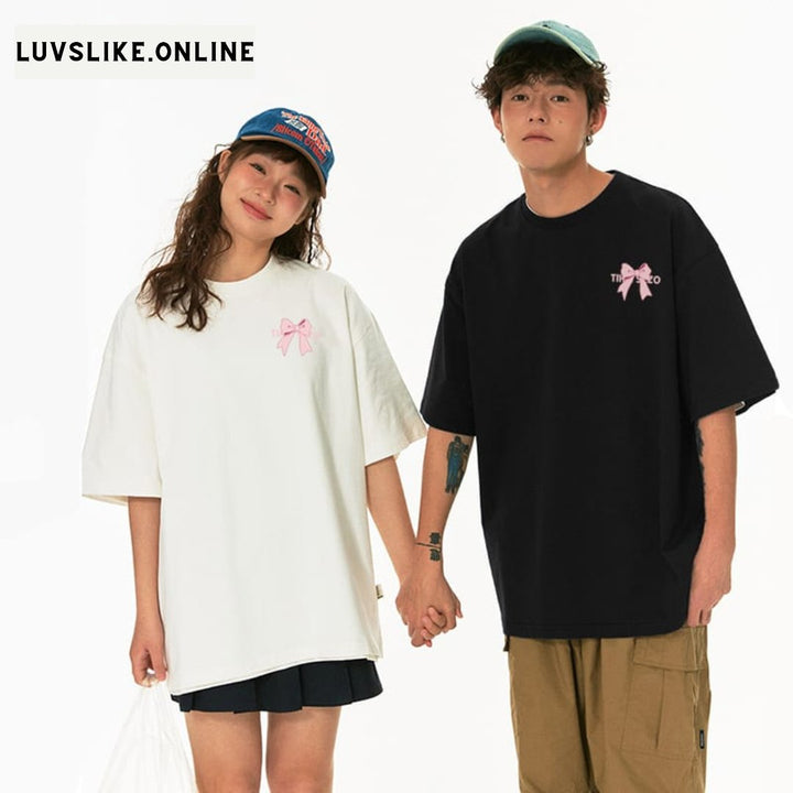 Bow Printed Couple T-Shirts ( PACK OF 2 )